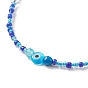 Lampwork Evil Eye & Glass Seed Beaded Necklace with 304 Stainless Steel Clasp for Women