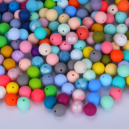 Perles focales rondes en silicone, perles à mâcher pour les jouets de dentition, Diy soins infirmiers colliers faisant