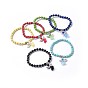 Dyed Synthetic Turquoise(Dyed) Beads Stretch Bracelets, with Transparent Frosted Acrylic Flower Beads and Tibetan Style Alloy Findings, Lovely Wedding Dress Angel Charm Bracelets