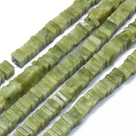Natural Xinyi Jade/Chinese Southern Jade Beads Strands, Square Heishi Beads