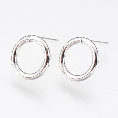 Long-Lasting Plated Brass Stud Earrings, Nickel Free, Ring