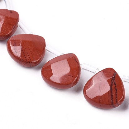 Natural Red Jasper Beads Strands, Top Drilled Beads, Faceted, Teardrop