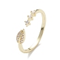 Прозрачное кольцо-манжета в виде листьев кубического циркония, украшения из латуни для женщин