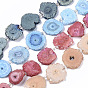 Electroplated Natural Quartz Beads Strands, Solar Quartz, Dyed, Flower