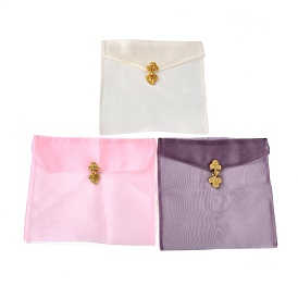 Organza Bags, with Chinese Dress Buttons, Rectangle