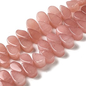 Synthetic Strawberry Quartz Beads Strands, Dyed & Heated, Teardrop, Top Drilled