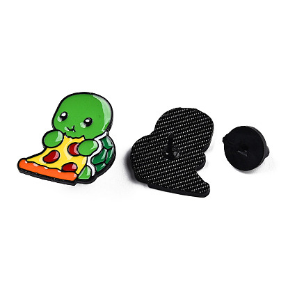 Tortoise with Cheese Enamel Pin, Electrophoresis Black Plated Alloy Animal Badge for Backpack Clothes, Nickel Free & Lead Free