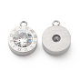 304 Stainless Steel Rhinestone Charms, Flat Round with Roman Numerals