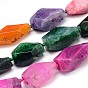 Dyed Natural Agate Polyhedron Bead Strands, 28~43x16~25x13~17mm, Hole: 1mm, about 11pcs/strand, 16.5 inch