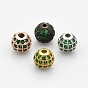 CZ Brass Micro Pave Grade AAA Lime Green Color Cubic Zirconia Round Beads, Cadmium Free & Nickel Free & Lead Free