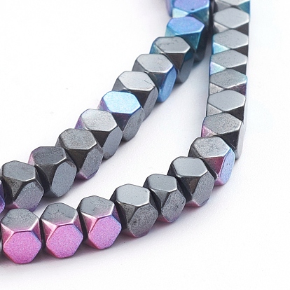 Galvaniques perles d'hématite synthétique non magnétique brins, demi-plaqué, cube, facette