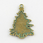 Christmas Tree Zinc Alloy Big Pendants, Cadmium Free & Nickel Free & Lead Free, 68x42x2mm, Hole: 4mm