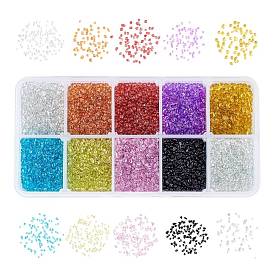 Olycraft Glass Seed Beads, Dyed, Transparent Colours, For Nail Art Decoration, No Hole/Undrilled, Chip
