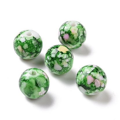 Printed Opaque Acrylic Beads, Round