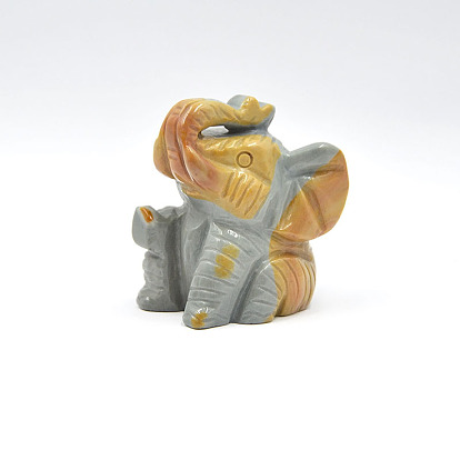 Figurines d'éléphant de guérison sculptées en pierres précieuses naturelles, statues de pierres de reiki pour la thérapie de méditation équilibrant l'énergie