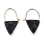 Natural & Synthetic Mixed Stone Triangle Dangle Hoop Earrings, Brass Drop Earrings for Women, Light Gold