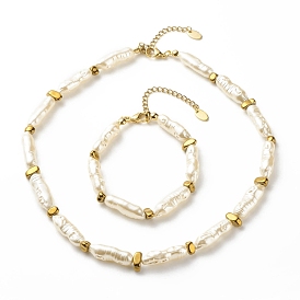 Collier bracelet perles imitation abs & hématite synthétique, ensemble de bijoux pour femmes