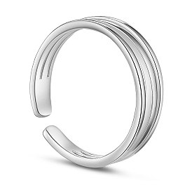 SHEGRACE 925 Sterling Silver Cuff Tail Ring, with Three Bands, Size 4