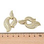 Rack Plating Brass Micro Pave Clear Cubic Zirconia Pendants, Leaf Charms