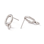 304 Stainless Steel Stud Earring Findings, with 316 Surgical Stainless Steel Pins and Horizontal Loops, Ring