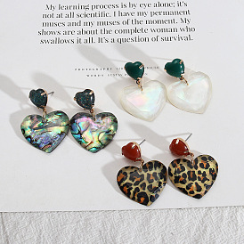 Chic Heart-shaped Abalone Shell Earrings for Women - Fashionable and Versatile Jewelry