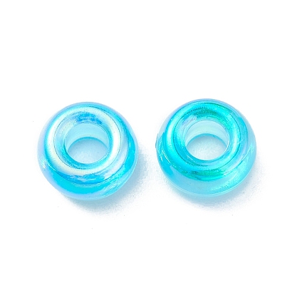 Des perles en plastique, de couleur plaquée ab , rondelle