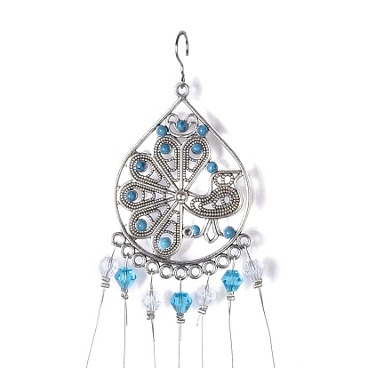 Cristales candelabro suncatchers prismas chakra colgante colgante, con cadenas y eslabones de hierro, Perlas de vidrio, lágrima