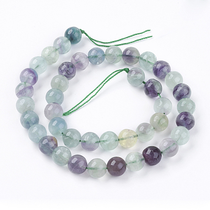 Natural Fluorite Bead Strands, Grade AB, Round