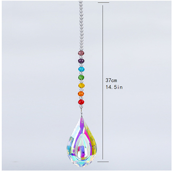 Thème chakra k9 cristal verre grand pendentif décorations, capteurs de soleil suspendus, larme