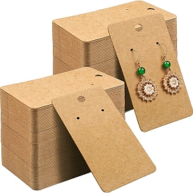 Cartes d'affichage en papier pour boucles d'oreilles simples avec trou de suspension, rectangle