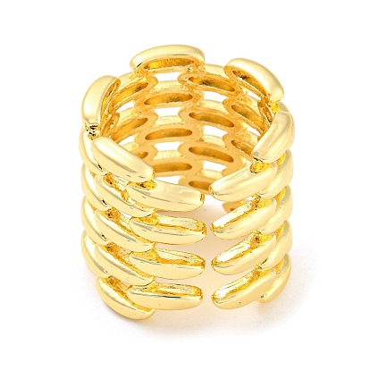 Rack Plating Brass Oval Open Cuff Rings, Long-Lasting Plated, Lead Free & Cadmium Free