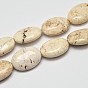 Brins de perles de magnésite naturelle ovales plats, 26x18x8mm, Trou: 1mm, Environ 16 pcs/chapelet, 15.7 pouce