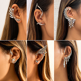 Design-inspired elf non-piercing ear cuff with water diamond ear bone clip - trendy, feminine.