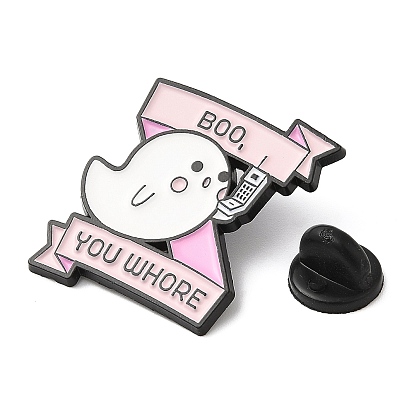 Halloween Ghost Enamel Pin, Electrophoresis Black Zinc Alloy Brooch for Backpack Clothes