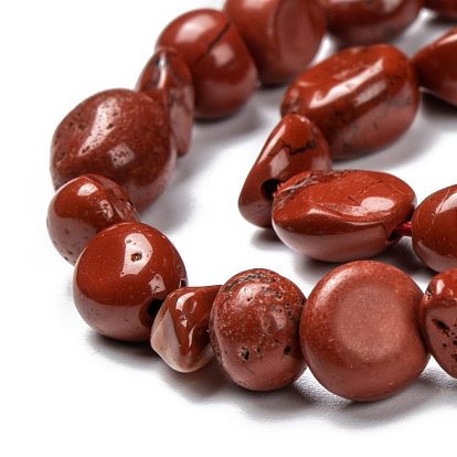 Brin de perles de pépites de jaspe rouge naturel, pierre tombée