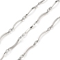 Handmade 304 Stainless Steel Curved Bar Link Chains, Soldered, with Spool