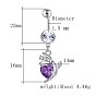 Brass Cubic Zirconia Navel Ring, Belly Rings, with 304 Stainless Steel Bar, Cadmium Free & Lead Free, Flower