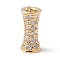 Eco-Friendly Rack Plating Brass Micro Pave Cubic Zirconia Beads, Long-Lasting Plated, Lead Free & Cadmium Free, Column