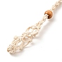 Fabricación de collar de bolsa de macramé de cordón de cuerda de cera trenzada, collar de piedras intercambiables con cuentas de madera ajustables