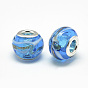 Handmade Lampwork European Beads, with Platinum Brass Double Cores, Large Hole Beads, Rondelle