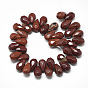 Natural Red Rainbow Jasper Beads Strands, Top Drilled Beads, Faceted, Teardrop