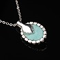 Trendy Synthetic Turquoise Pendant Necklaces and Ear Studs Jewelry Sets, with Silver Color Plated Brass Rhinestone Cup Chain, 18 inch , 19x15x5mm, Pin: 0.8mm, 1set/box