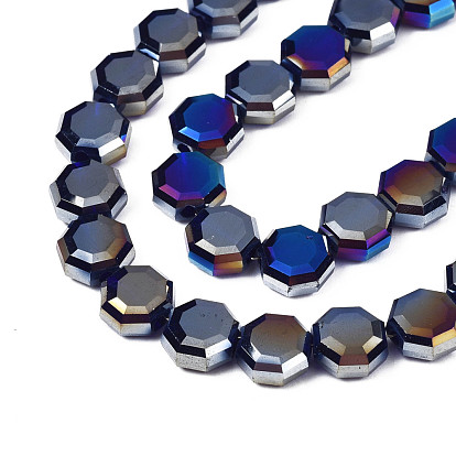 Perles en verre electroplate, de couleur plaquée ab , facette, octogone