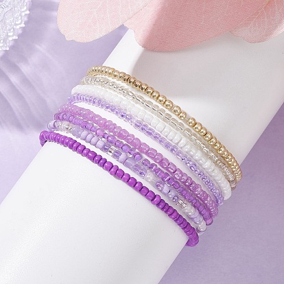 8шт 8 цветные стеклянные браслеты из бисера стрейч набор для женщин