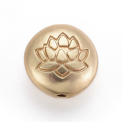 Perles en alliage de style tibétain, plat rond de lotus, sans plomb & sans nickel & sans cadmium 