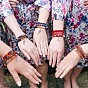 5Pcs 5 Style Wood & Glass Seed & Acrylic Beaded Stretch Bracelets Set with Baseball, Bohemian Stackable Bracelets with Alloy Wings & Pairs Charm for Women
