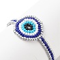 Glass Seed Braided Evil Eye Link Bracelet for Women