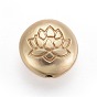 Perles en alliage de style tibétain, plat rond de lotus, sans plomb & sans nickel & sans cadmium 