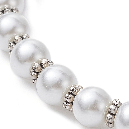 Perles de verre bracelets en perles extensibles, avec l'alliage charme