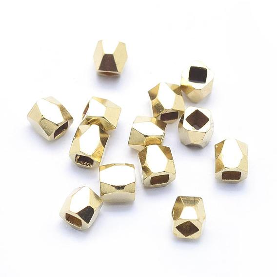 Brass Spacer Beads, Lead Free & Cadmium Free & Nickel Free, Faceted, Cube
